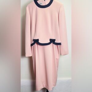 Vintage Pink Bow Dress Size 14 Made In USA - 70s Barbie Style So Cute for Spring